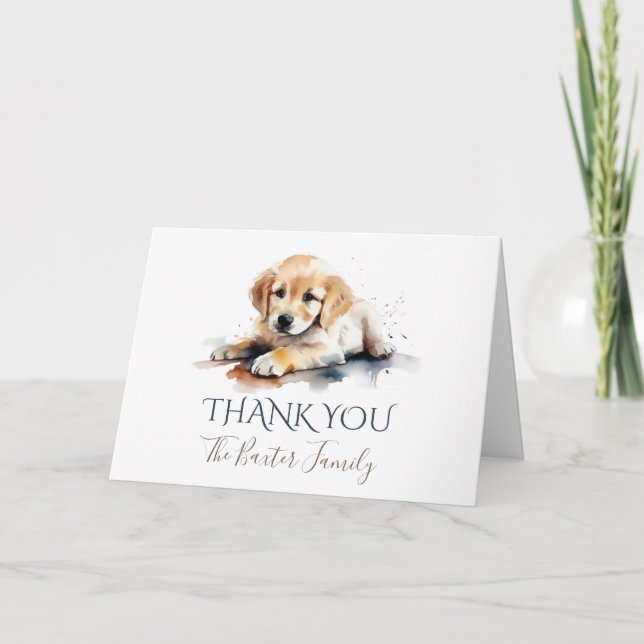 Carte de remerciements d'aquarelle Golden Retrieve (Devant)