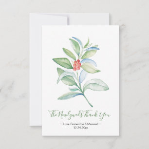 Carte de remerciements d'aquarelle Mariage de Noël