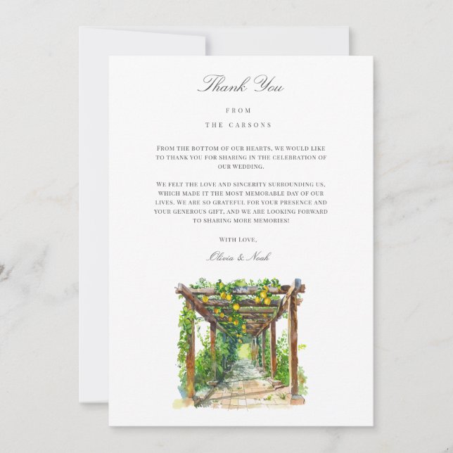 Carte de remerciements d'aquarelle méditerranéenne (Devant)