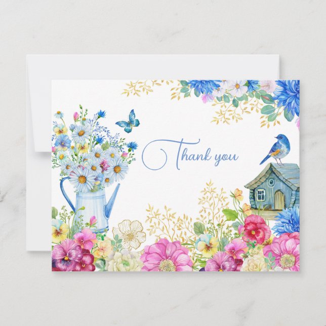Carte de remerciements d'aquarelle ressort (Devant)