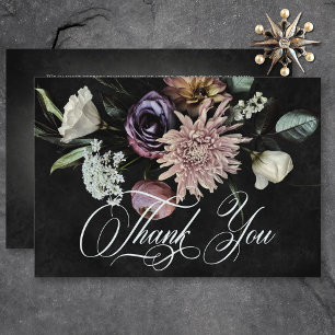 Carte De Remerciements Dark Gothic Mystérieux Muted Floral Mariage