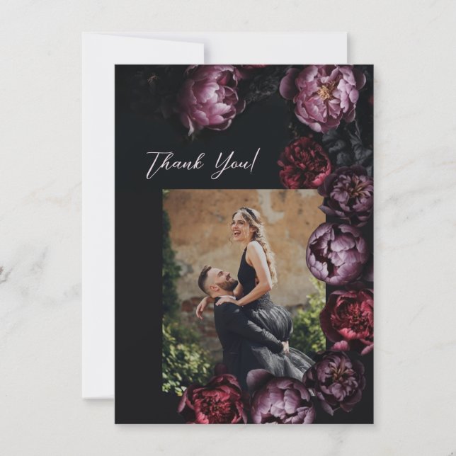 Carte De Remerciements Dark Moody Floral Wedding Thank You (Devant)