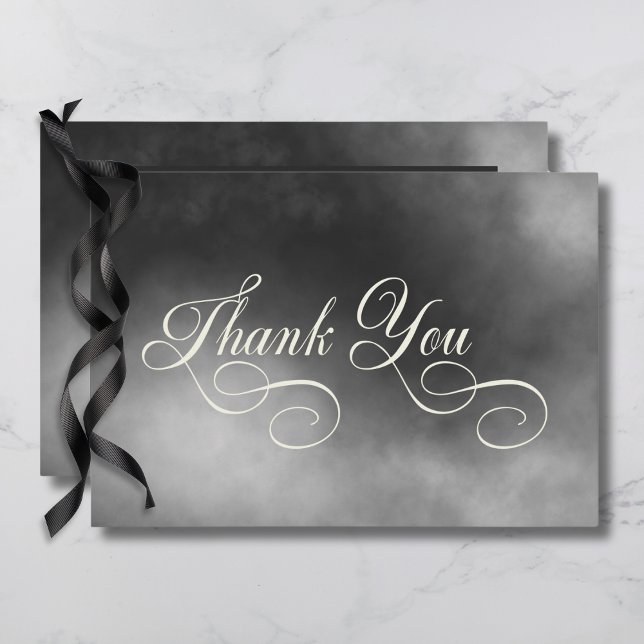 Carte De Remerciements Dark Moody Midnight Black Fog Mariage (Dark Moody Midnight Black Fog QR Code Wedding Thank You Card)