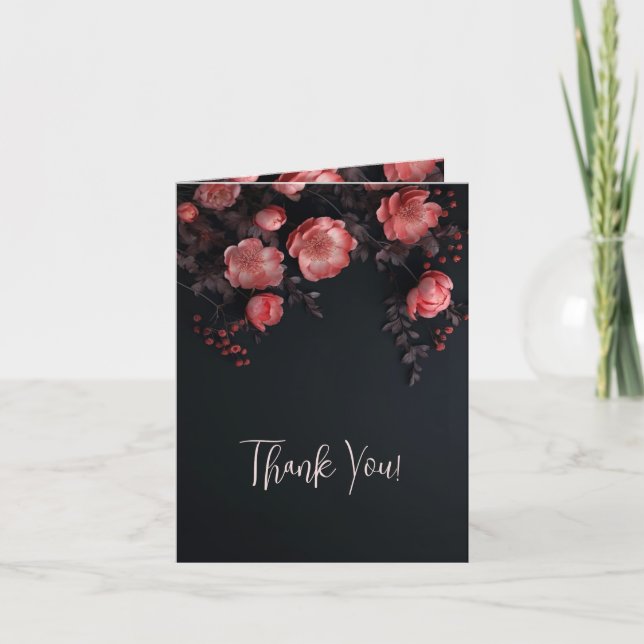 Carte De Remerciements  Dark Romantic Roses |  Wedding Photo Thank You (Devant)