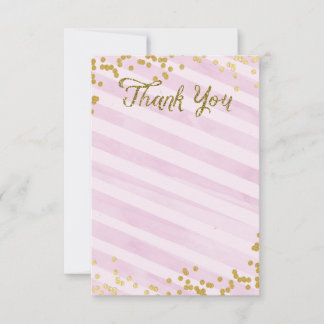 Carte de remerciements d'arrosage métallique rose 