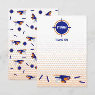 Carte De Remerciements Dart Gun Battle War Boys Cible Motif Kids