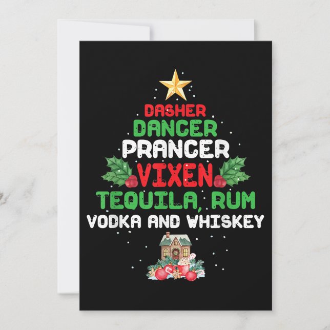 Carte De Remerciements Dasher Arbre Danseur Vixen Tequila Whiskey (Devant)