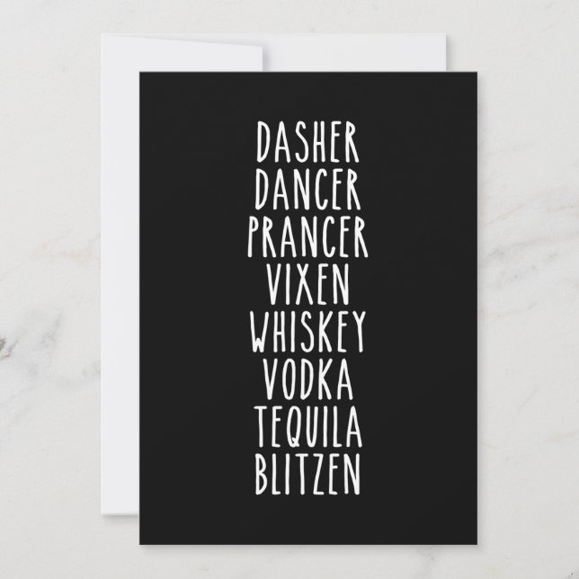 Carte De Remerciements Dasher Dancer Prancer Vixen Whiskey Vodka (Devant)