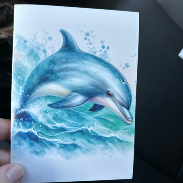 Carte De Remerciements Dauphin sous la mer côtière (Dolphin Swimming Blank Notecard Stationery)