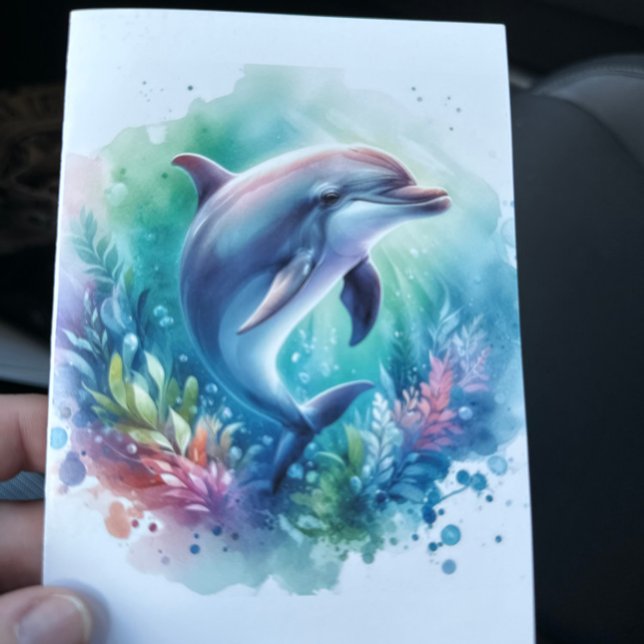 Carte De Remerciements Dauphin sous-marin côtier (Dolphin Under the Sea Coastal Beach Notecard Stationery)