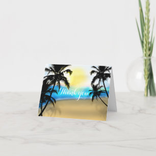 Carte De Remerciements Daytime Beach & Palm Trees Tropical Thank You Card