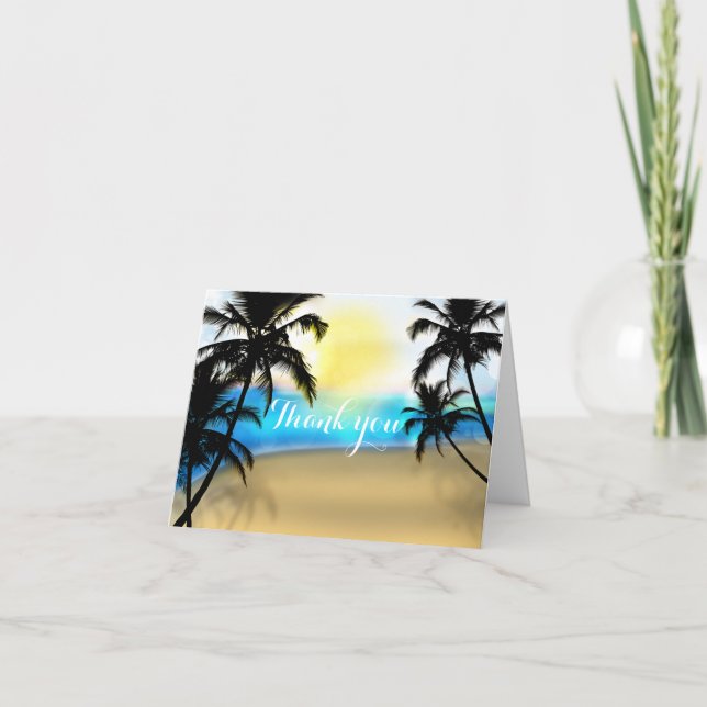 Carte De Remerciements Daytime Beach & Palm Trees Tropical Thank You Card (Devant)