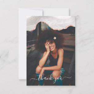 CARTE DE REMERCIEMENTS DC BLANC & OR ROSE NOIR FOGRA AGATE MONOGRAMME