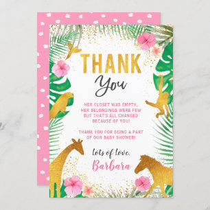 Carte de remerciements de Baby shower animal de la