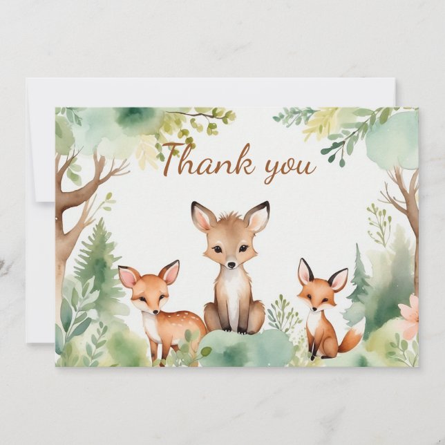 Carte de remerciements de Baby shower animal en bo (Devant)