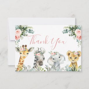 Carte de remerciements de Baby shower animal pour 