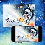 Carte de remerciements de baby shower astronaute s<br><div class="desc">Espace externe astronaute baby shower éditable modèle carte de remerciements instantané téléchargement numérique,  mignon bébé aquarelle dans un costume spatial volant dans l'espace carte de remerciements téléchargement</div>