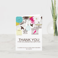 Carte de remerciements de Baby shower aux oiseaux