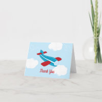 Carte de remerciements de Baby shower Avion Rétro