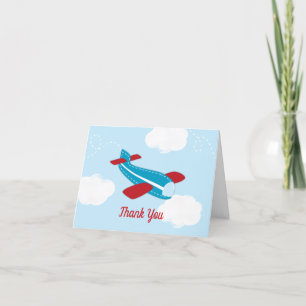 Carte de remerciements de Baby shower Avion Rétro