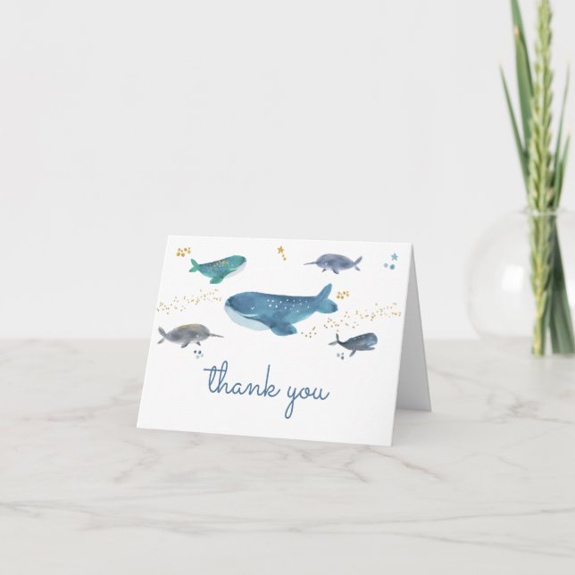 Carte de remerciements de Baby shower baleine d'oc (Devant)