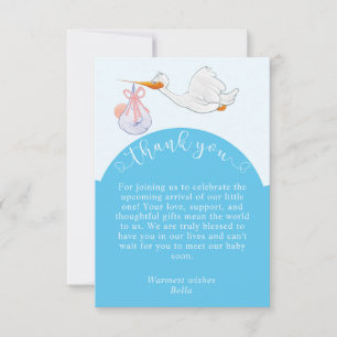 Carte de remerciements de Baby shower bleu