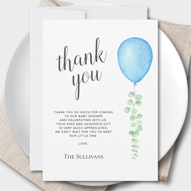 Carte de remerciements de Baby shower Bleu (Créateur téléchargé)