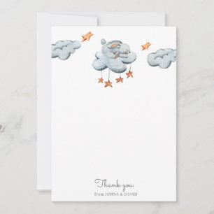 Carte de remerciements de Baby shower bleu Bunny