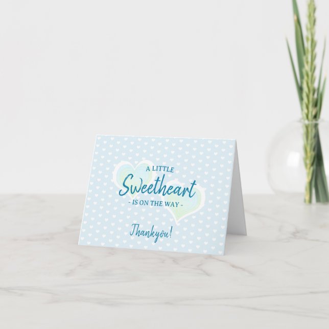 Carte de remerciements de Baby shower bleu Little  (Devant)