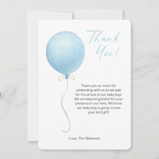 Carte de remerciements de Baby shower bleu moderne