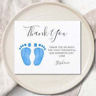 Carte de remerciements de Baby shower bleu pour bé