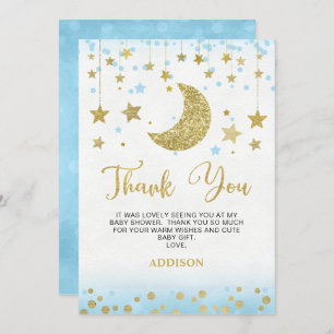 Carte de remerciements de Baby shower Blue Gold Pa