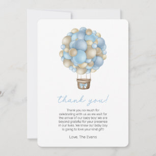 Carte de remerciements de Baby shower Blue Hot Air