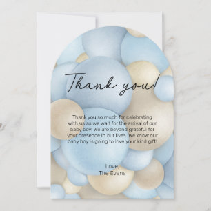 Carte de remerciements de Baby shower Blue Hot Air