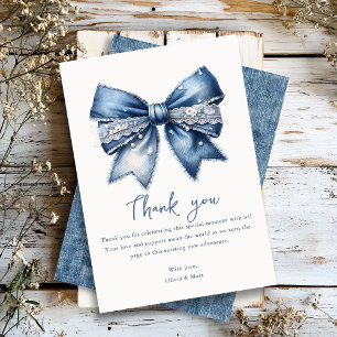 Carte de remerciements de Baby shower Blue Jean De