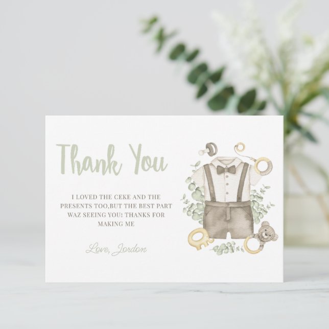 Carte de remerciements de Baby shower Boho (Debout devant)