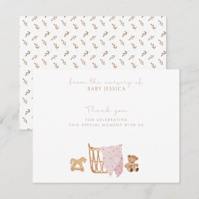 Carte de remerciements de Baby shower Boho - bébé (Devant / Derrière)