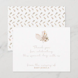 Carte de remerciements de Baby shower Boho - Cygne