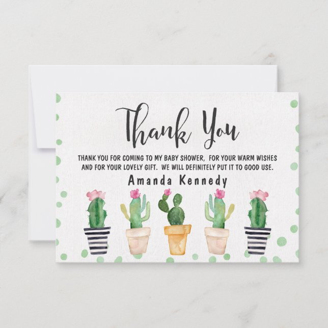 Carte de remerciements de Baby shower Cactus Pots (Devant)