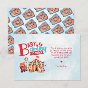 Carte de remerciements de Baby shower Carnival Cir