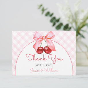 Carte de remerciements de Baby shower cerise rose