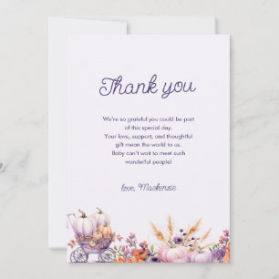 Carte de remerciements de Baby shower Citrouille P