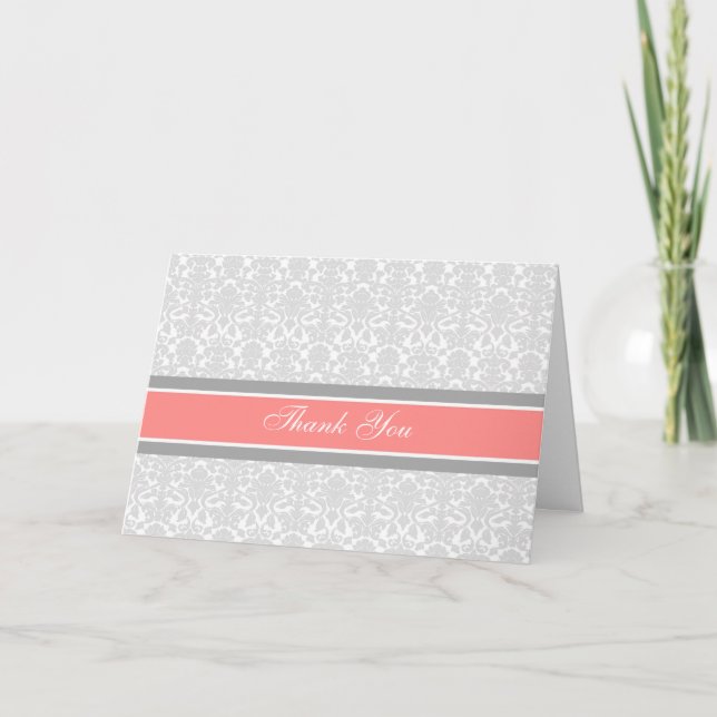 Carte de remerciements de Baby shower Coral Grey D (Devant)