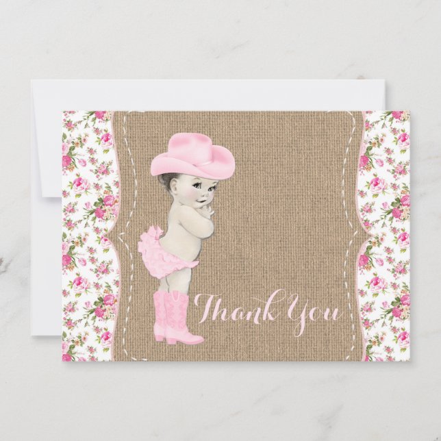 Carte de remerciements de Baby shower Cowgirl (Devant)