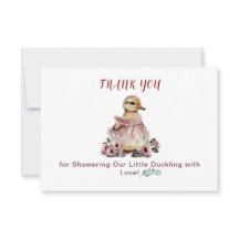 Carte de remerciements de Baby shower Cute Duck