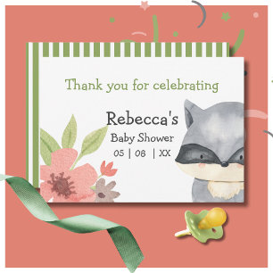 Carte de remerciements de Baby shower Cute Raccoon