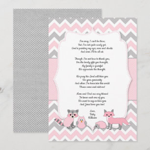 Carte de remerciements de baby shower d'animaux en