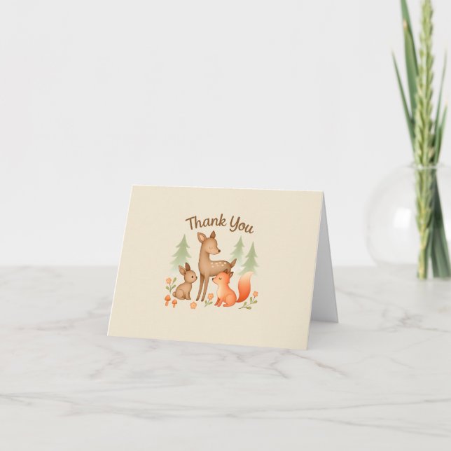 Carte de remerciements de Baby shower d'animaux ru (Devant)