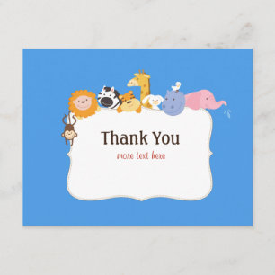 Carte de remerciements de baby shower d'arche de