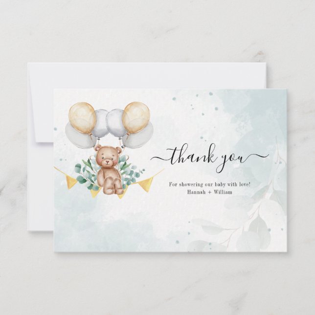Carte de remerciements de Baby shower d'attente pr (Devant)